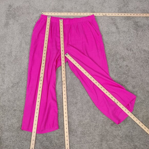 Stars Above Women's Pink Palazzo Pants Size Large Linen Barbiecore Beach Summer - Picture 6 of 10